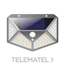Aplique LED solar pared pirámide gris 100smd 3200K
