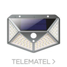 Aplique LED solar pared pirámide gris 100smd 5000K