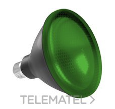 Lámpara PAR38 E27 15W 38° IP65 luz verde cuerpo negro Serie Ampera