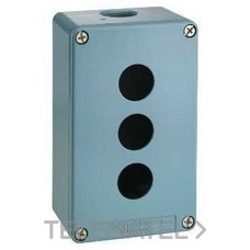 Caja metálica IP65 3 taladros diámetro 22,2 profundidad 49mm azul