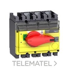 Interruptor INTERPACT INV100 3P con tapa amarilla empotrable roja